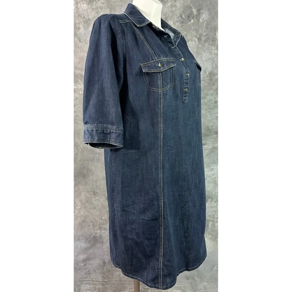 Tallissime Women's 1/2 Slv Blue Denim Midi Dress sz 18W (15653) - Picture 7 of 10